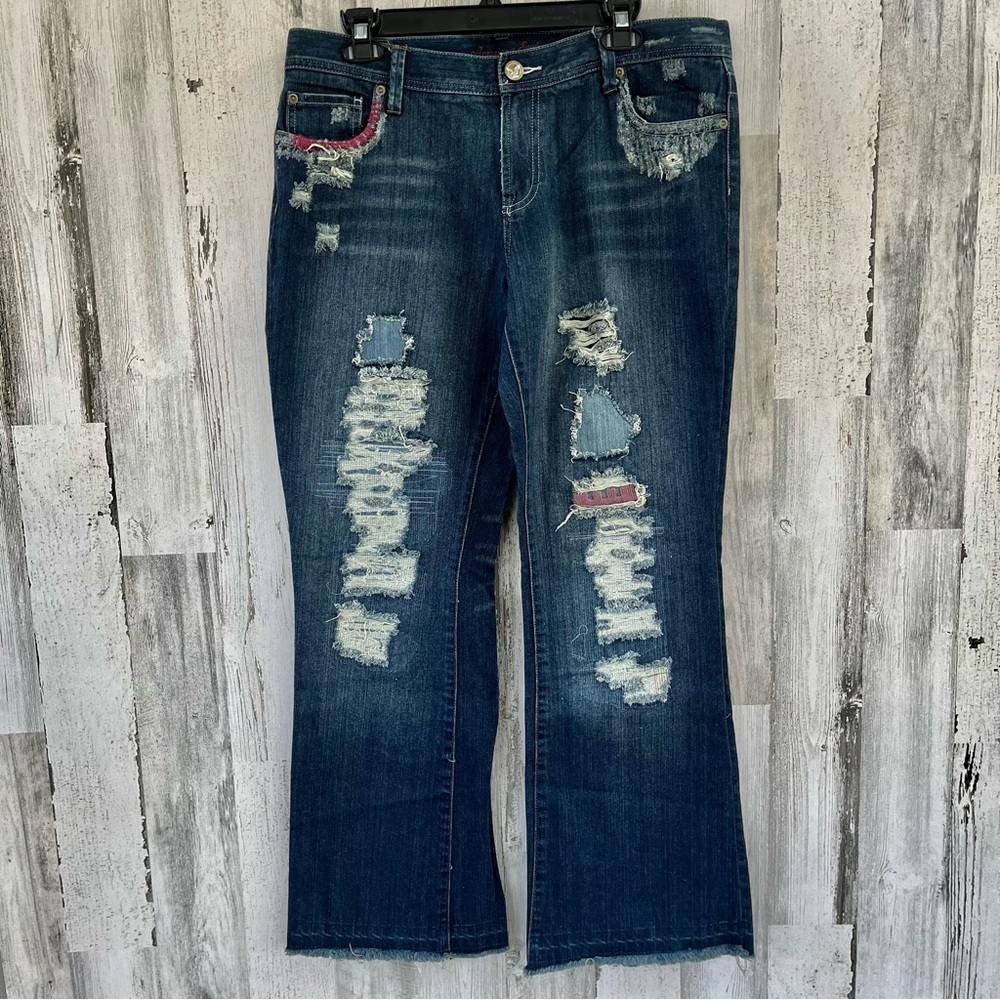 AMERICAN EAGLE Outfitters Hipster Fit Skinny Flare Blue Denim Jeans 14R